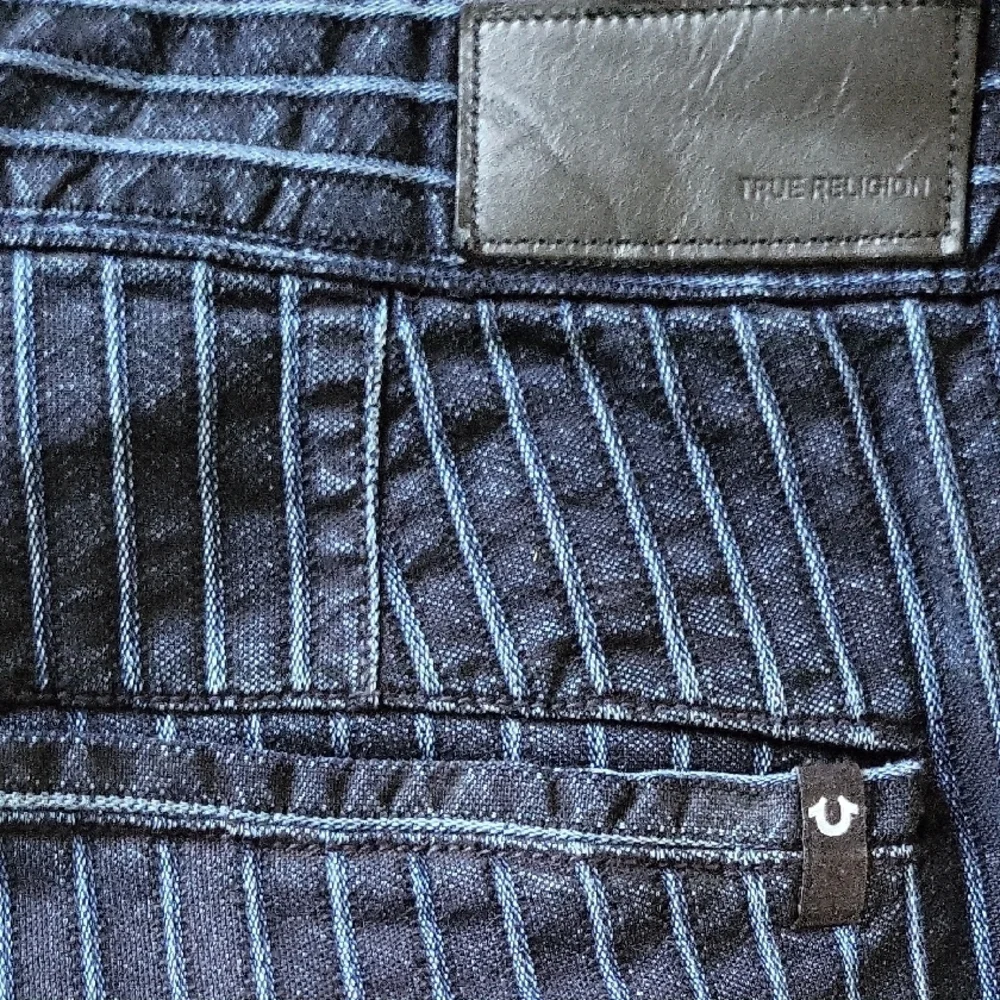 True Religion Devin Cropped Navy Striped Trouser